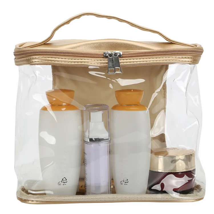 Grote Capaciteit Waterdichte Bad Zakken Met Lage Moq Voorraad Pvc Transparante Cosmetische Pouch Case Clear Waszak