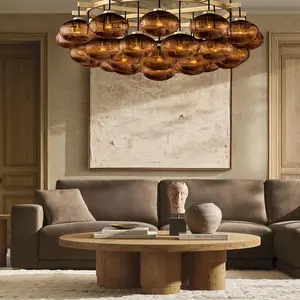 Stile industriale di vetro ovale paralume lampadario lampada da soffitto per soggiorno camera da pranzo cucina isola Foyer