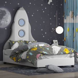 Rocket Ship Kids <b>Bed</b> 1.2m Creative <b>Storage</b> <b>Single</b> <b>Bed</b> for Boys Youth Cartoon Design with Adventure Theme - Product Image 1