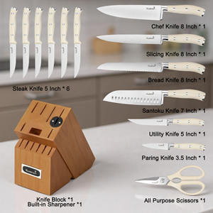 Juego de Cuchillos Kuisine de 15 Piezas de Acero Inoxidable con Alto Contenido de Carbono, con Bloque de Madera de Acacia y Mango Ergonómico de ABS, Diseño Ambidiestro - Product Image 4