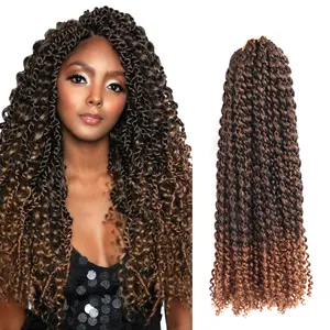 Wholesale synthetic 18inch long pre passion crochet t30 water wave bundles passion twist braiding hair extensions