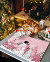 Napperons pour arbres de Noël à carreaux de buffle aquarelle lot de 4 tapis de table d'hiver décor de cuisine fête du nouvel an