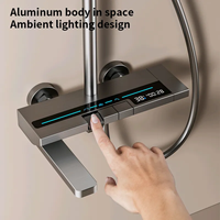 Ensemble de douche de piano à LED de luxe avec affichage de la température Robinets thermostatiques Système de mélangeur de douche cascade de pluie mural