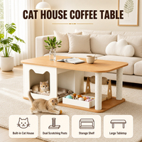 Table basse multifonctionnelle avec niche pour chat intégrée, double griffoir, mobilier intérieur partagé pour humains et animaux