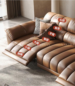 모듈형 파워 리클라이너 소파, 최고급 가죽, 제로 클리어런스, 벽에 붙는 풀 리클라이닝, 독립형 좌석, 거실용 - Product Image 3