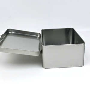 Lockable Rectangle Tin <b>Box</b> Custom Matte Silver With Flower‑shape Latch <b>Metal</b> Tin For Keepsake Candy Gift Storage Container - Product Image 2