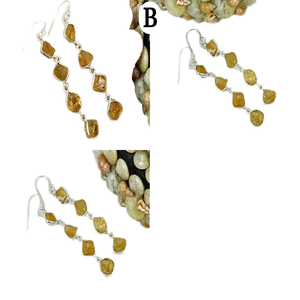 Pendientes Largos Hechos a Mano con Piedra de Nacimiento, Minimalistas, de Piedra Preciosa Natural en Bruto, Plata de Ley 92.5, Joyería Unisex para Regalo - Product Image 1