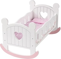 Berceau de poupée en bois de 18 pouces avec literie Mobilier de berceau éducatif à bascule pour filles