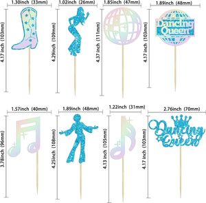 Décorations de gâteaux « Dancing Queen » : Toppers scintillants, boules disco, notes de <span class=keywords><strong>musique</strong></span>, chanteuses <span class=keywords><strong>pour</strong></span> mariages, anniversaires féminins et fournitures de décoration de gâteaux. - Product Image 2