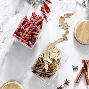 Kitchen Seasoning <b>Box</b> Spoon Kitchen Storage Bamboo Cover Borosilicate Glass Storage <b>Set</b> Jar Grain Storage Honey Jar - Product Image 4