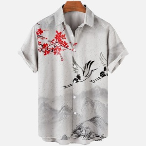 Chemise décontractée pour homme style hawaïen, <span class=keywords><strong>taille</strong></span> XL, motif rayé imprimé numériquement, simple boutonnage, vacances d'été, polyester - Product Image 6