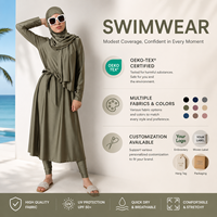 Ensemble de burkini musulman haut de gamme pour femmes, couvrant entièrement le corps, maillot de bain modeste, séchage rapide, extensible, tenue de bain islamique, hijab UPF30, manches longues