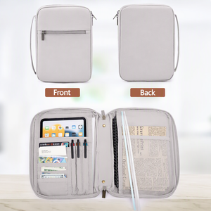 Étui de protection pour femme avec fermeture éclair, grande capacité, poches internes, pour livre, personnalisable, en cuir PU OEM - Product Image 1