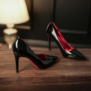 9000F Pointed Toe Pumps <b>Patent</b> Leather Stiletto Heel Super High Formal Women's <b>Shoes</b> <b>Red</b> Sole Elegant Office Wedding Style - Product Image 1
