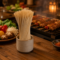 Brochettes de barbecue en bambou naturel jetables, résistantes à la chaleur, avec embouts chromés, pour fêtes, pique-niques et camping