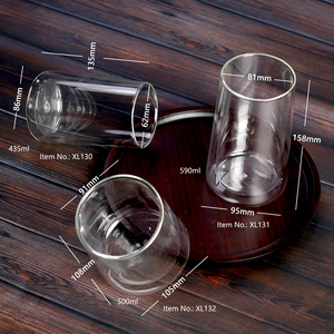 كوب بيرة زجاجي مزدوج الجدار سعة <span class=keywords><strong>16</strong></span> أونصة بدون غطاء زجاجي مع شعار مخصص - Product Image 6