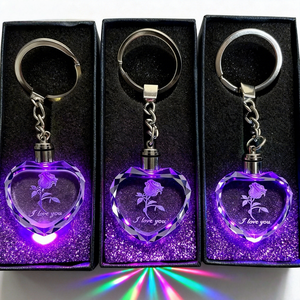 Crystal Quartz 3D Laser Engraved Durable LED Keychain-Waterproof & Eco-Friendly Custom Business Gift Advertising Set
