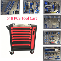 Ensemble d'outils de réparation automobile de 518 pièces, chariot à outils en métal avec tiroirs, chariot de rangement pour outils manuels d'atelier de mécanique automobile