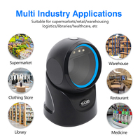 Lector de Códigos de Barras de Escaneo Automático de Alta Velocidad de 360 Grados, Lector de Códigos QR CMOS 2D USB, Escáner de Códigos de Barras de Escritorio para Supermercado
