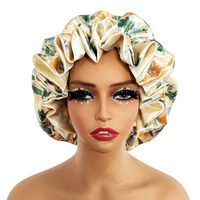 Vente en gros Grand bonnet réversible double couche à imprimé africain Bonnets pour femmes Bonnet en satin de soie Bonnet pour cheveux pour dormir