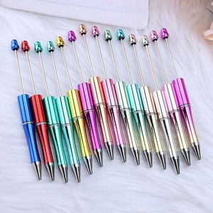 Custom Logo Funny Colorful UV Plating <b>Plastic</b> <b>Beaded</b> Gradual Color Spot DIY <b>Beaded</b> Ballpoint Pen - Product Image 1