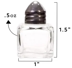 12-pacote de Mini Shakers Tempero, Sal & Pimenta, Especiarias, Temperos Em Aço Inoxidável Top & Corpo do Cubo De Vidro Jars-Detém