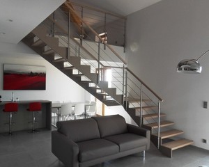 Mẫ<span class=keywords><strong>u</strong></span> Cầ<span class=keywords><strong>u</strong></span> Thang Hình Chữ <span class=keywords><strong>U</strong></span> Với Lan Can Thanh Ngang Cho Tầng Hai - Product Image 3