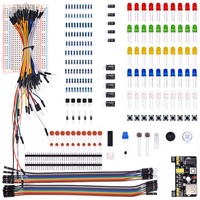 Composant électronique Kit de démarrage de base avec 400 points d'attache Résistance de câble de planche à pain, condensateur, LED, potentiomètre.