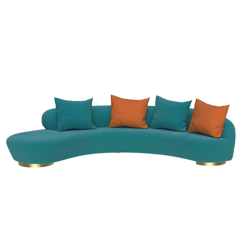 Modern Light Luxury Style Living Room Sofa Arc-Shaped Beauty Salon Three Seat Italian Minimalist Sofa Set Super Soft