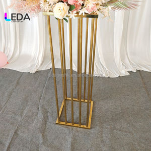 LEDA Colonne de décoration de table de mariage, Vases dorés, Socle en fer pour allée, Support à fleurs en métal - Product Image 4