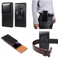 4.7 à 6.9 ''pochette de téléphone universelle étui en cuir uni vertical étui ceinture Clip hommes couverture pour Iphone 16 pour Samsung / Xiaomi