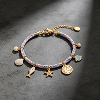 Collier Pendentif Minimaliste en Acier Inoxydable Plaqué Or 18K de Haute Qualité, Tressé à la Main avec Cordon Coloré et Maillons Diamantés, Vente Chaude pour Femmes