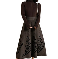Ensemble jupe longue et pull en laine mélangée pour femme OEM, style décontracté streetwear, robe de bal d'hiver à motif floral