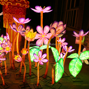 DZ2305植物園のための中国の生地のランタンの花のランタンの装飾