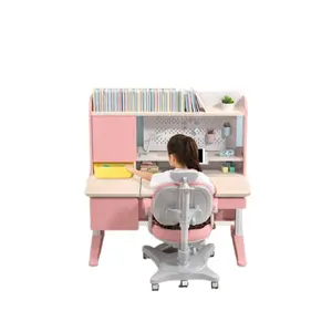 Ergonomic Bedroom Furniture Kid Learning Table Study Table And Chair Set With Bookshelf For Kids