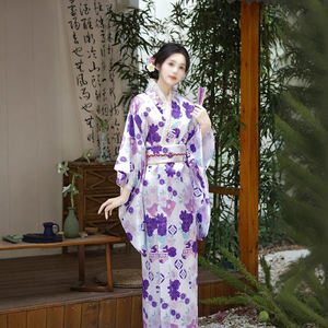 Kimono Japonés, Disfraz <span class=keywords><strong>de</strong></span> Cosplay, Kimono Azul Vintage para Mujer, Estilo Asiático, Yukata Sexy con Obi, Vestidos <span class=keywords><strong>de</strong></span> <span class=keywords><strong>Geisha</strong></span> Estampados - Product Image 3