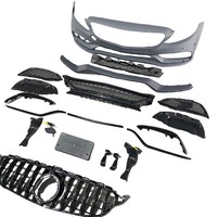 Pare-chocs pour Mercedes Benz W205 2015-2021, kit carrosserie modifié 2016 C63 AMG, pare-chocs avant GT AMG, calandre argentée noire, kit carrosserie W205 C63