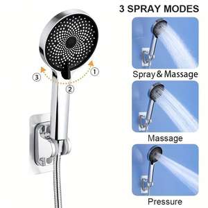 Juego de ducha de techo de acero inoxidable con rociador de mano y sistema de masaje de lluvia cuadrado para baño - Product Image 4