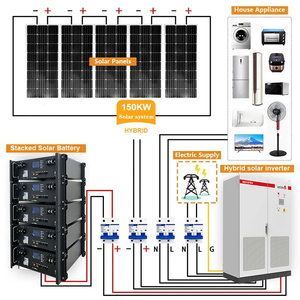 Système Solaire Hybride de Stockage d'Énergie Industrielle 150 kW 100 kW 200 kW, Système Solaire Photovoltaïque, Onduleur Solaire, Système d'Énergie Solaire - Product Image 1