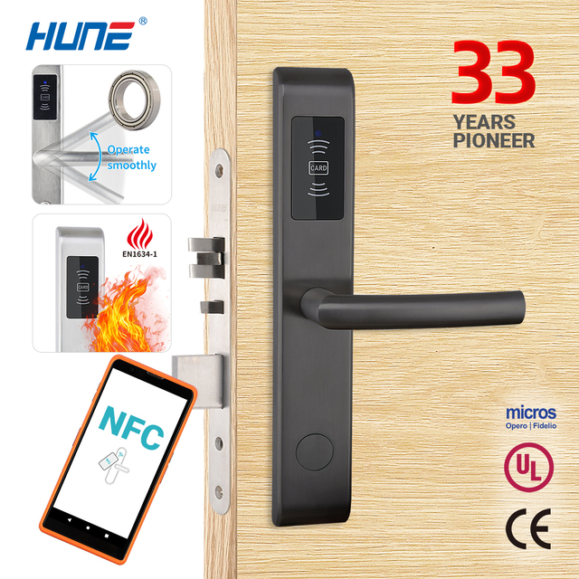 Fashion Stainless Steel Keyless Electronic RFID Hotel Management System Aluminum/Wood/Brass Doors Smart Door Lock Cloud App SDK