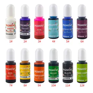 공장 가격 12 색 10ml 농축 액체 수지 안료 수공예 보석 만들기 잉크 착색제 염료 DIY 촛불 도구