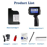 Mesin Printer Kode Inkjet Pintar Portabel Tangan 12.7mm dengan Layar Sentuh, untuk Kain Kaos, dan Kode Tanggal Kadaluarsa
