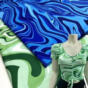 DBP 95 polyester 5 spandex ripple pattern knit custom digital printed DTY single jersey fabric for dress clothing