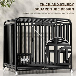 Cage pour chien moderne en acier inoxydable noir Strosen avec cadre entièrement tubulaire et plateau en plastique à six côtés Roues pour utilisation en intérieur - Product Image 4