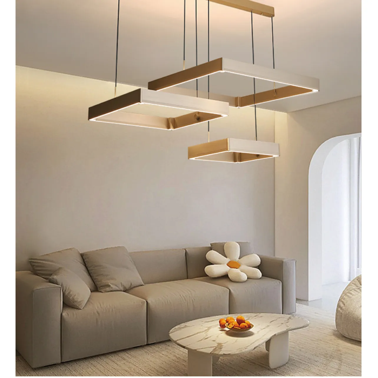 Kitchen Island Light LED Linear Pendant Light Gold Chandeliers Ceiling Lighting Fixture Modern Adjustable