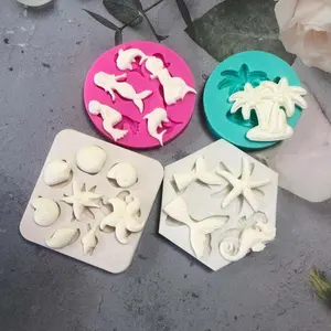 海马贝壳海星美人鱼尾巴硅胶模具，用于海蛋糕装饰