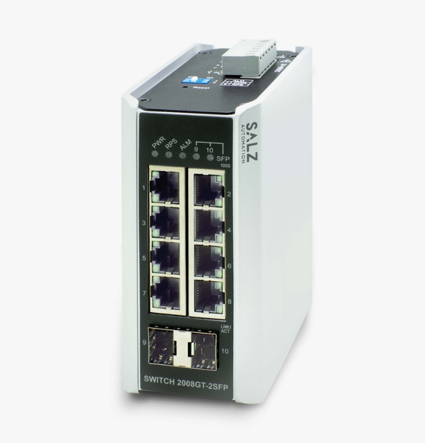 SALZ Automation 8-Port Unmanaged Industrial Gigabit Switch with 2 SFP Uplinks DIN-Rail-Germany SA-2008-GS-01-00