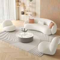 Canapé Courbé Haut de Gamme en Tissu Bouclé Blanc pour Salon – Design Moderne