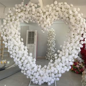 Arco en forma de corazón de seda <span class=keywords><strong>King</strong></span> Rose al por mayor con flores artificiales 6-7 pies fondo rojo para la decoración del evento del banquete de boda - Product Image 2