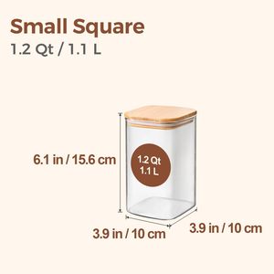 Bocaux de conservation alimentaire en verre empilables carrés avec couvercles en bois d'acacia, résistants au congélateur et chauffables - Product Image 2